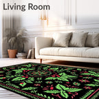 Vibrant Lime Green Cherry Blossom Medallion Rug
