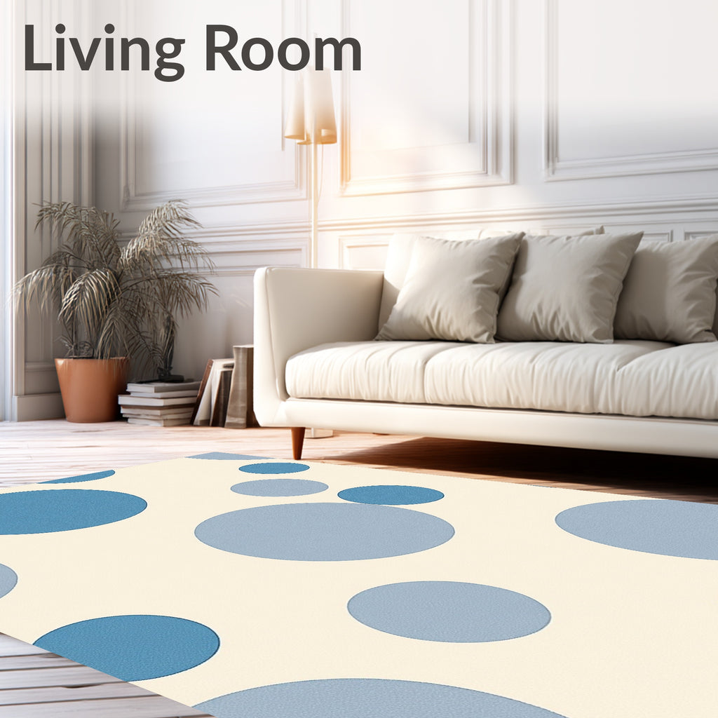 Mid-tone Blue Scattered Circles Rug