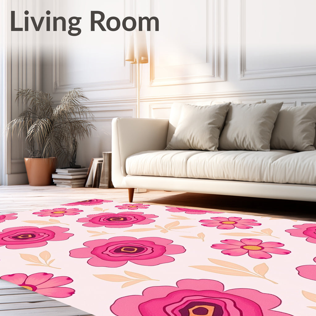 Pink Layered Floral Meadow Rug