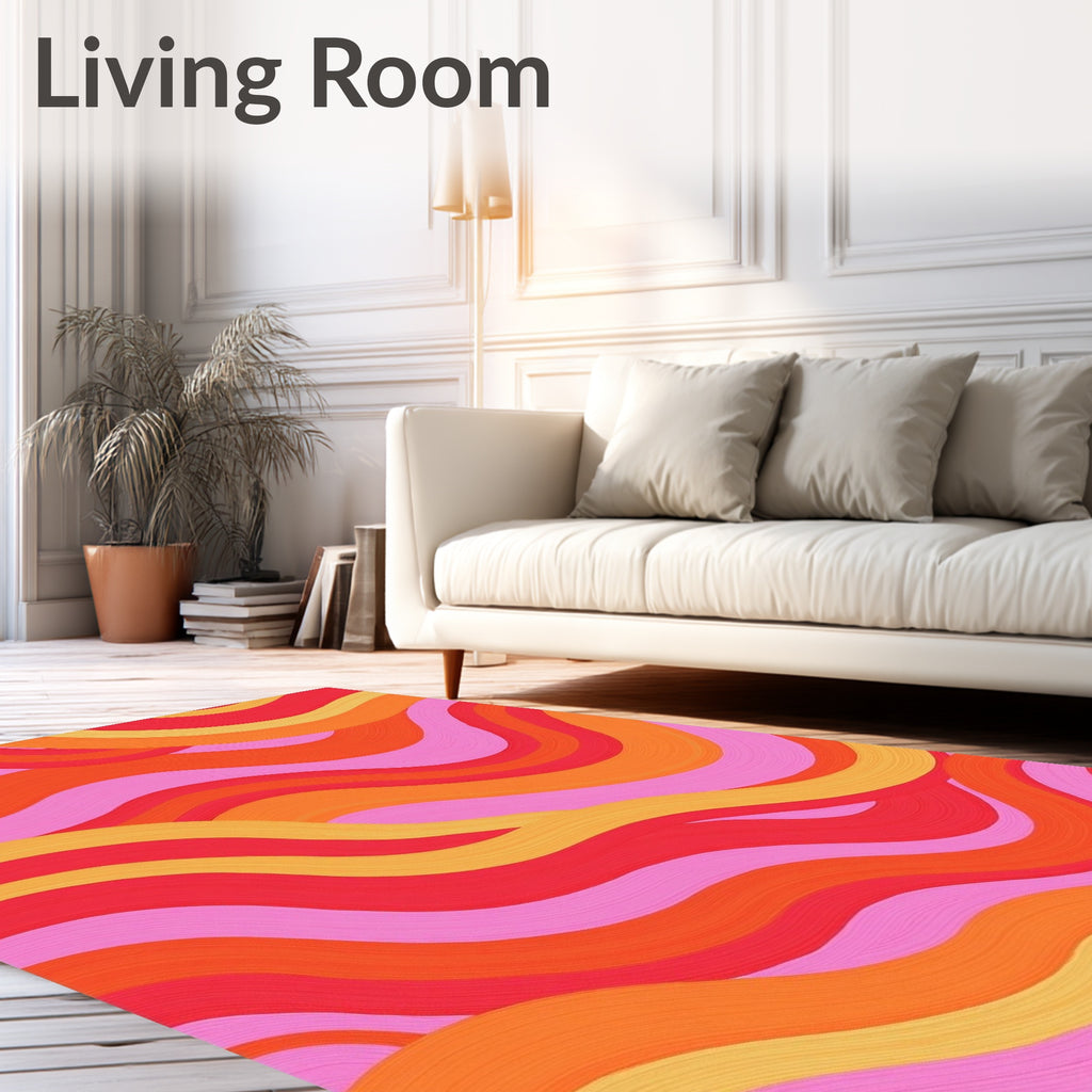 Retro Pink Orange Wave Rug