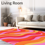 Retro Pink Orange Wave Rug