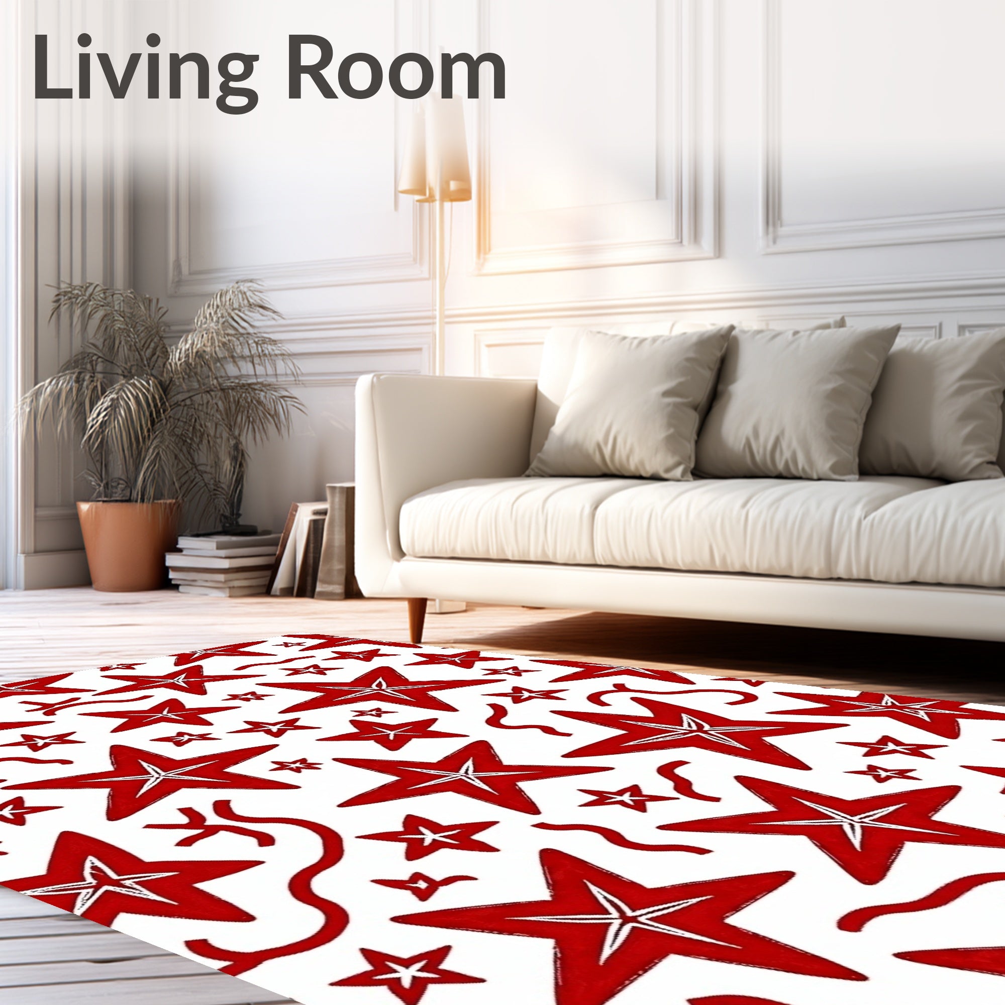 Red Starburst Scatter Rug