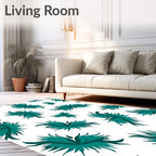 Teal Abstract Organic Bloom Rug