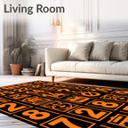 Orange Geometric Number Collage Rug