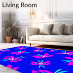 Vivid Pink Orchid Bold Blue Background Rug