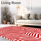 Dramatic Red and White Organic Lines Rug