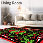 Festive Frog Holly Red Border Rug