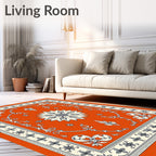 Orange Botanical Floral Medallion Rug