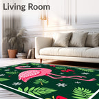 Pink Flamingo Tropical Snowflake Christmas Rug