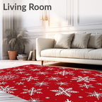 Festive Red Snowflake Collage Rug