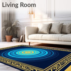 Deep Blue Yellow Concentric Circle Rug