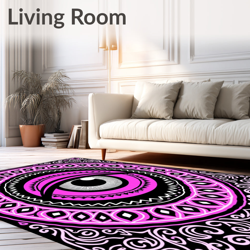 Vibrant Pink All Seeing Eye Mandala Rug