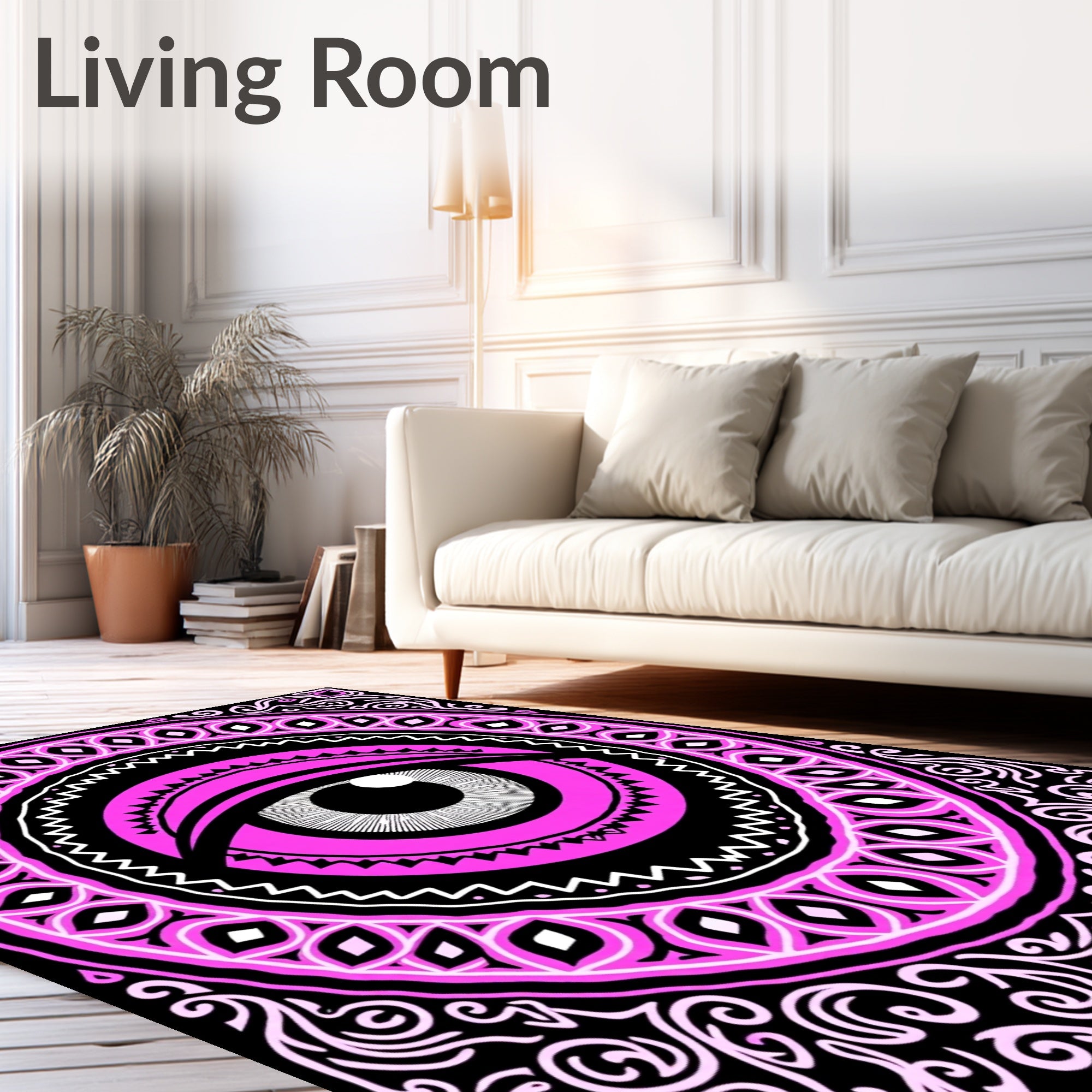 Vibrant Pink All Seeing Eye Mandala Rug