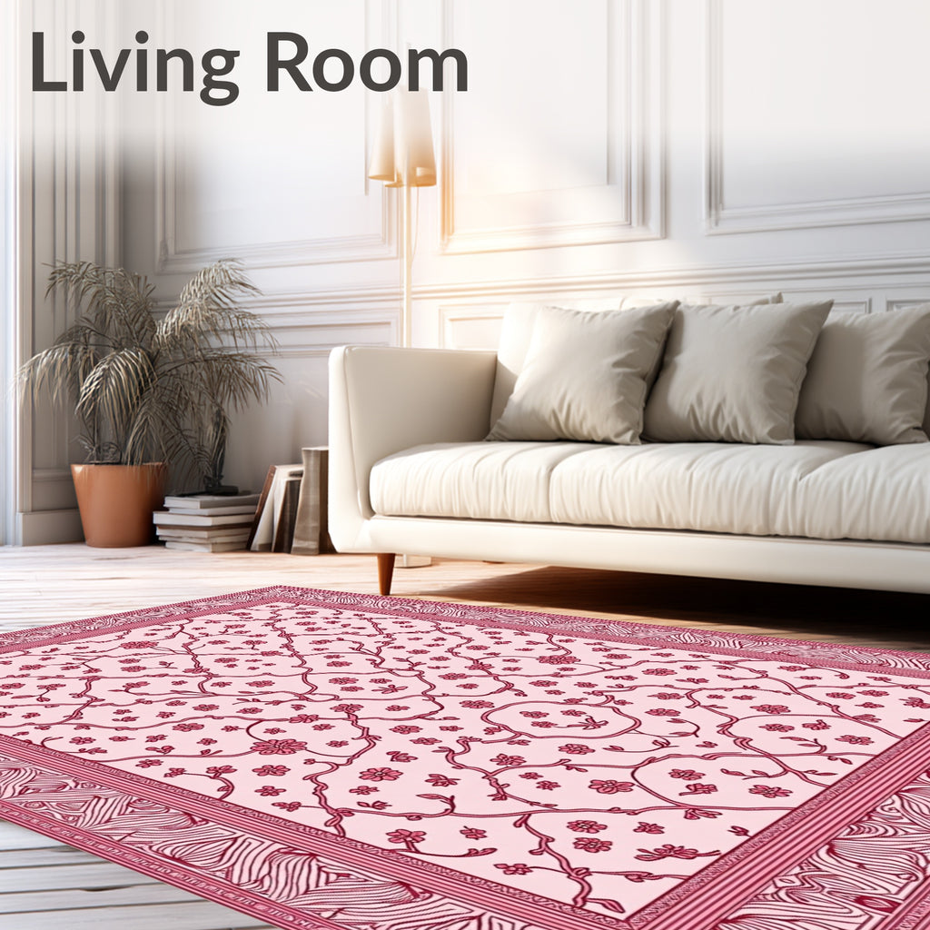 Vintage Rose Vine Floral Medallion Rug