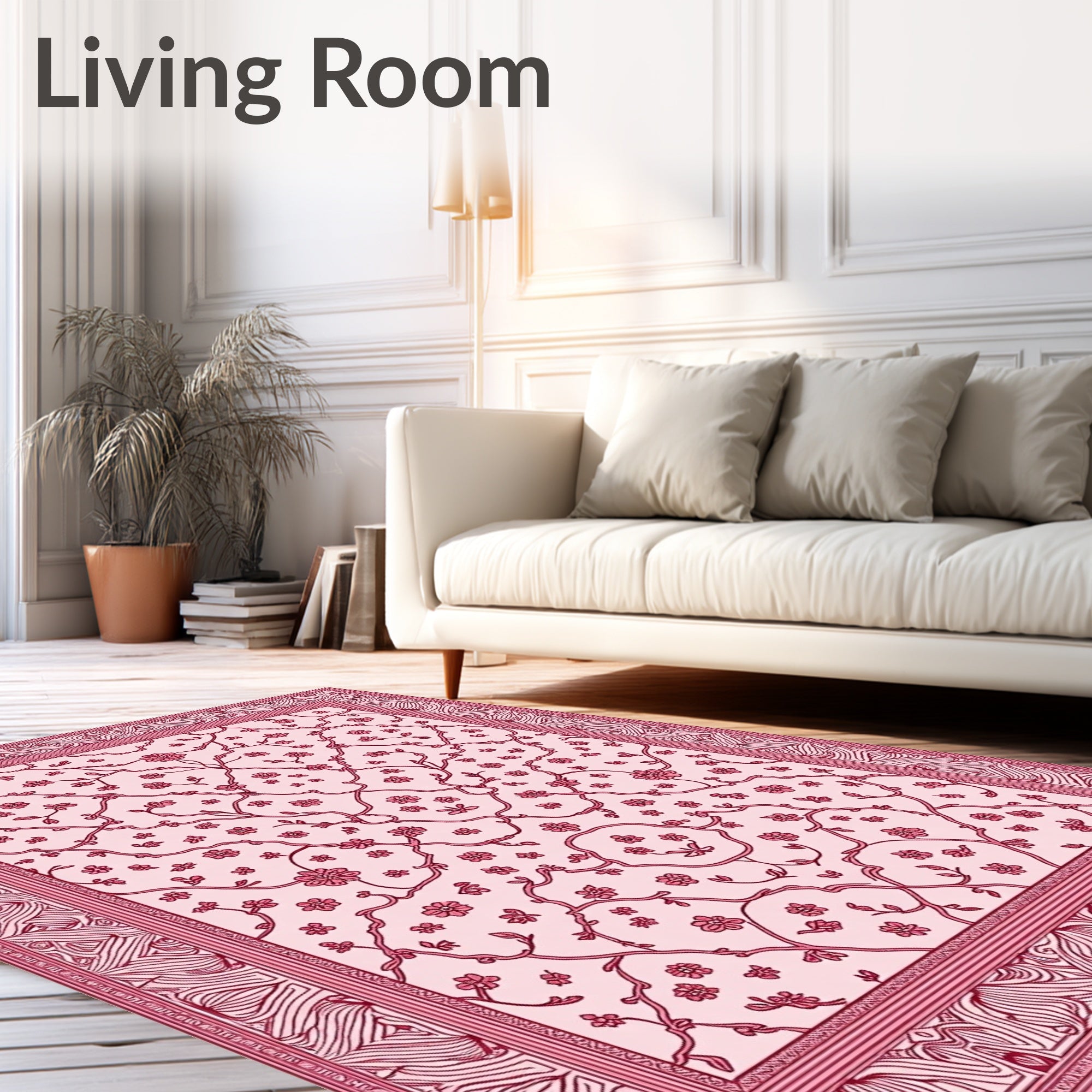 Vintage Rose Vine Floral Medallion Rug