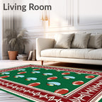 Green Football and Eye Border Rug