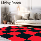 Bold Red Black Checkerboard Quilt Rug