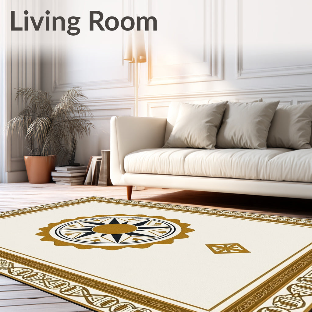 Gold and Black Starburst Medallion Rug