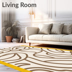 Organic Brown Swirl Cream Abstract Rug