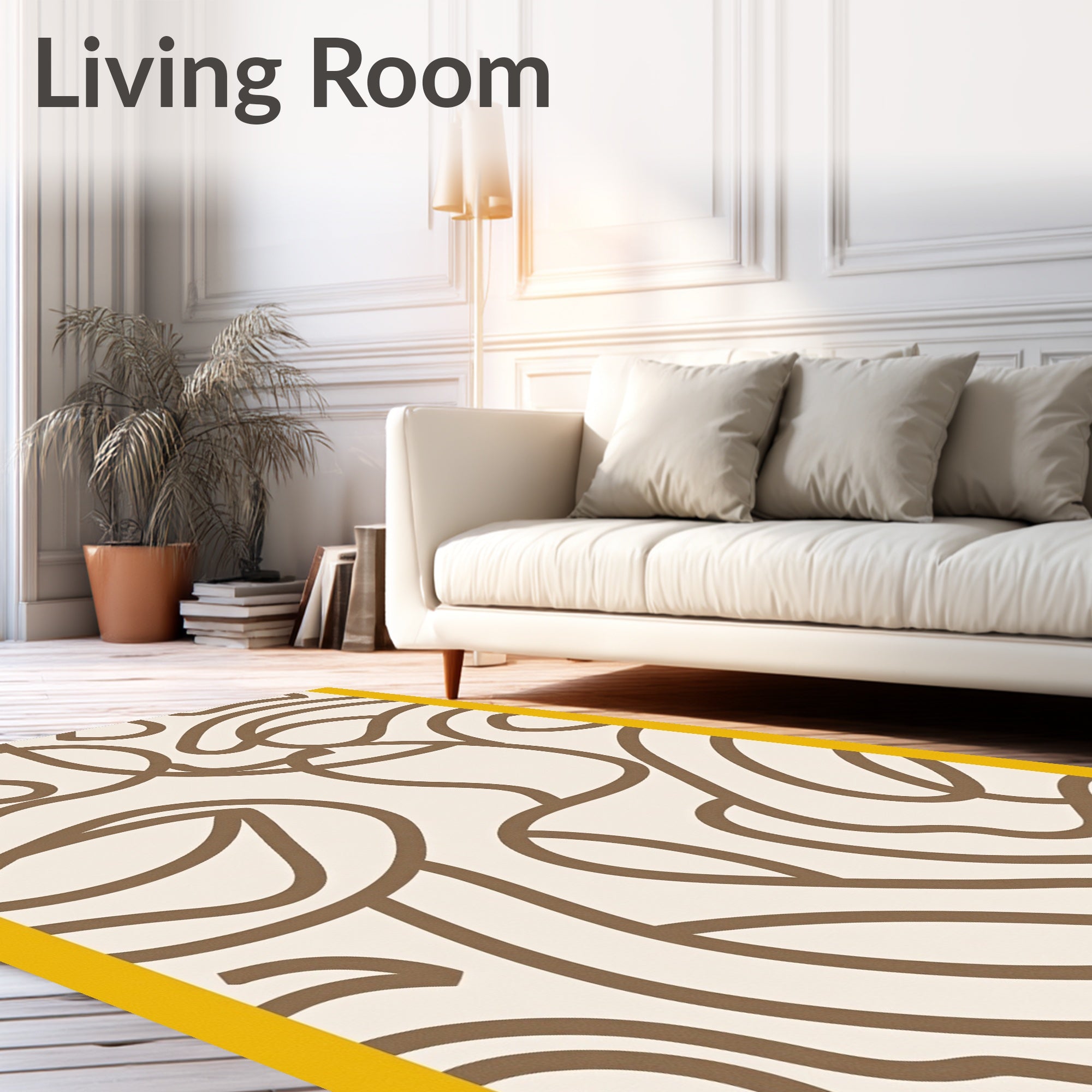 Organic Brown Swirl Cream Abstract Rug