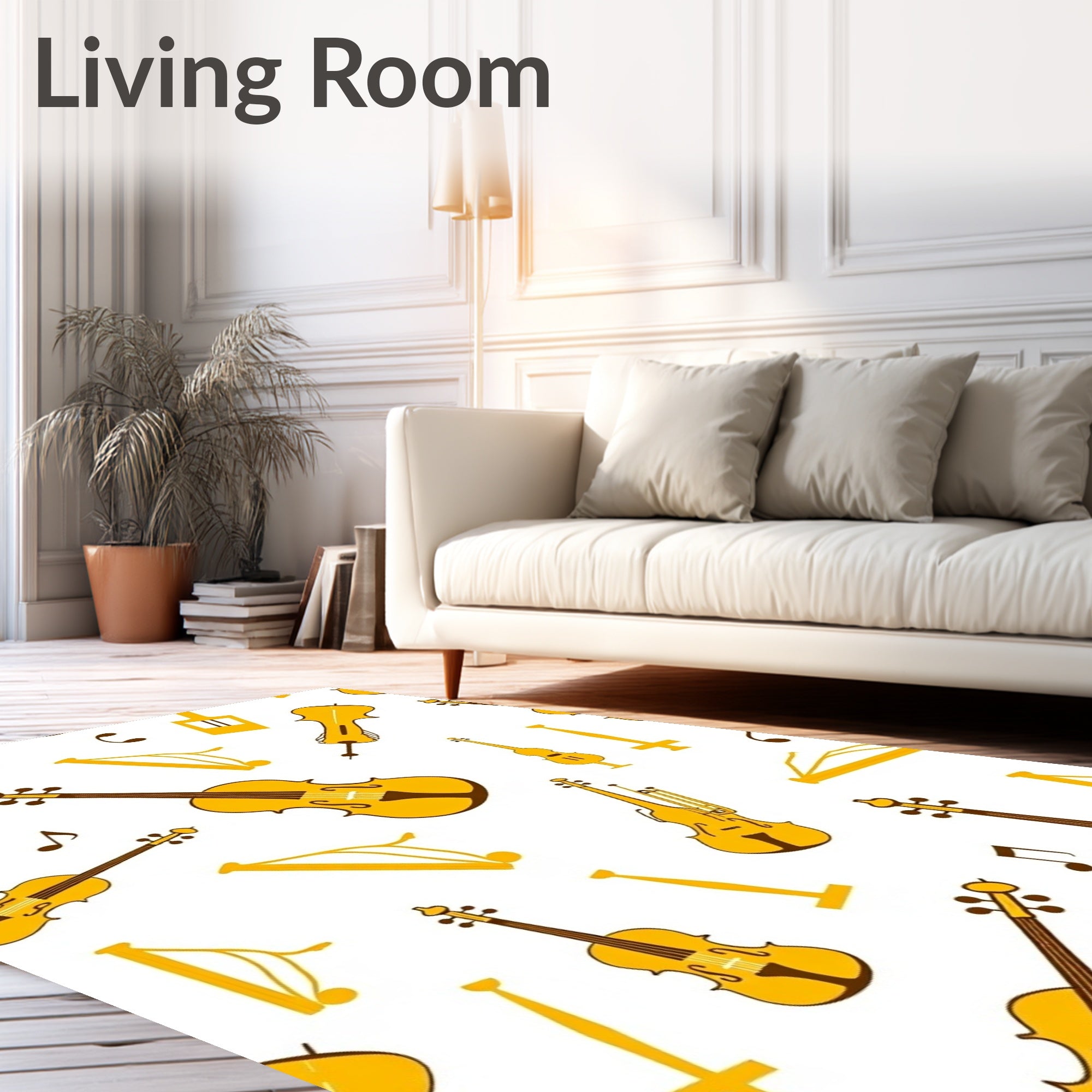 Golden Stringed Instrument Harmony Repeat Rug