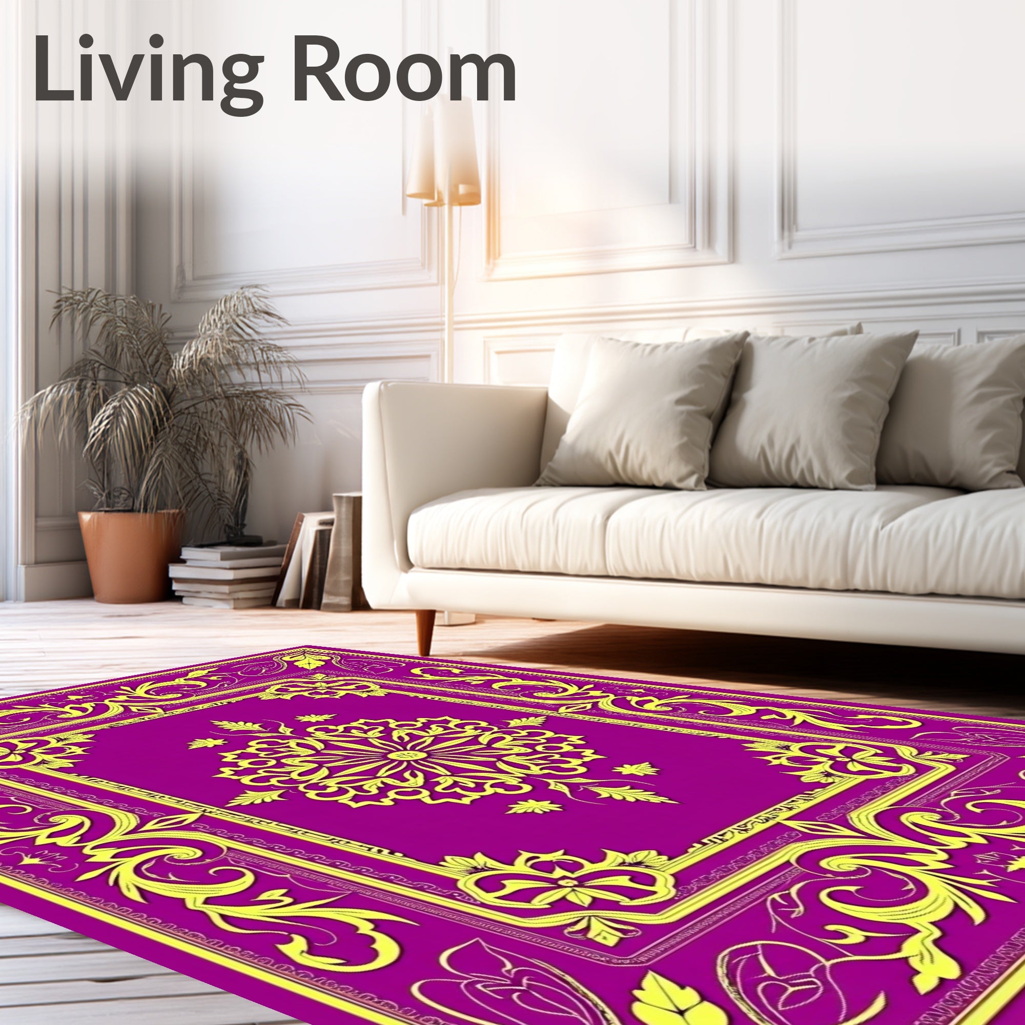 Vibrant Magenta Floral Medallion Rug