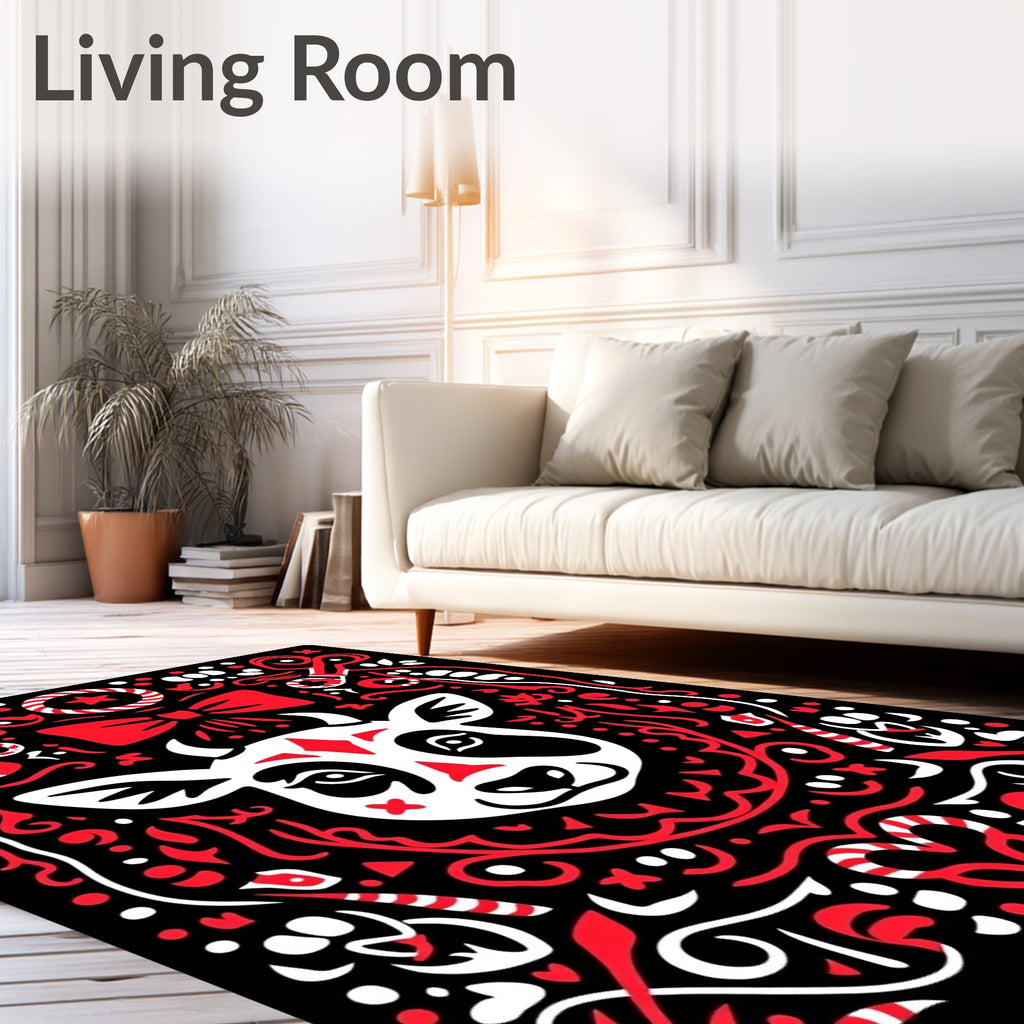 Red White Cow Whimsical Farm Friends Rug
