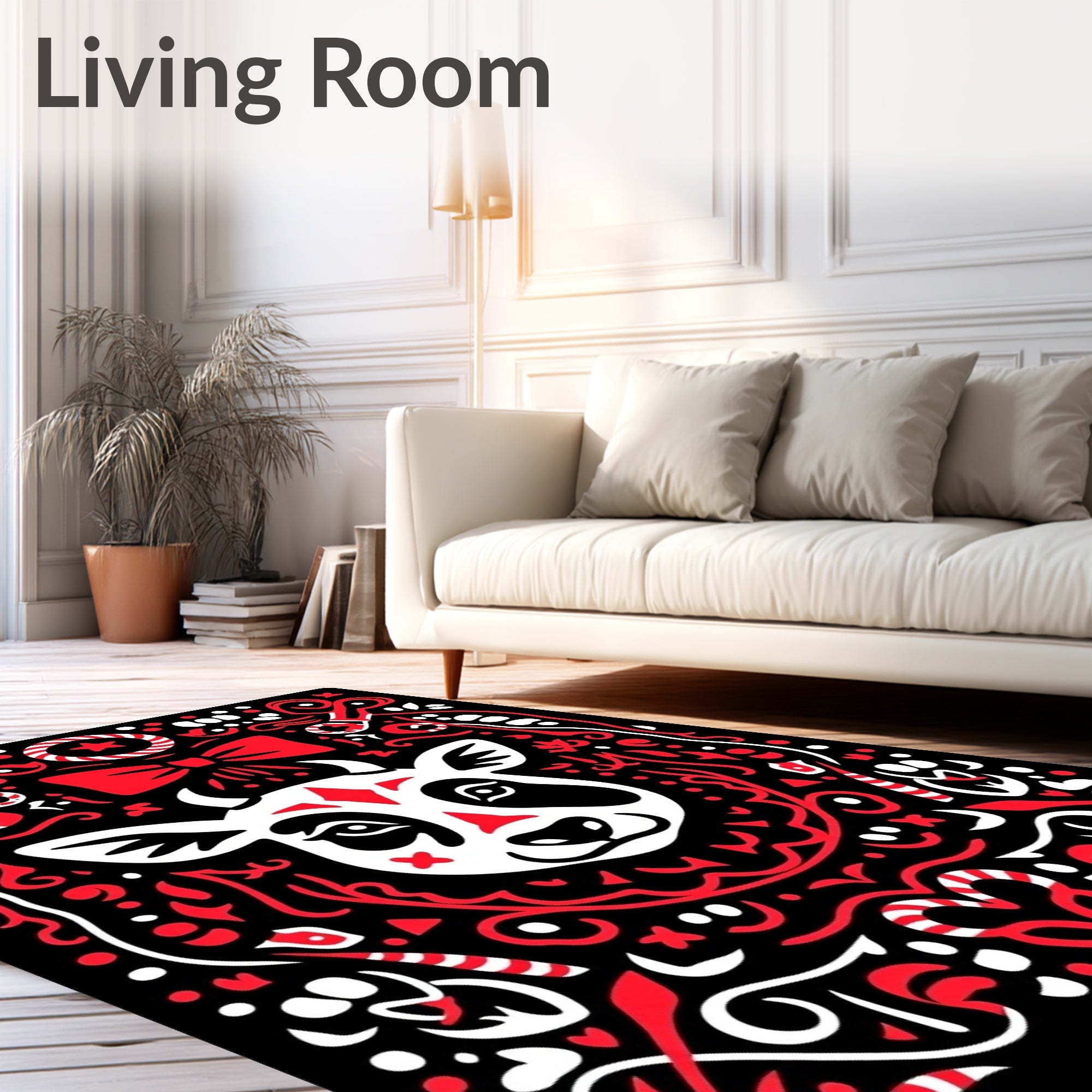 Red White Cow Whimsical Farm Friends Rug