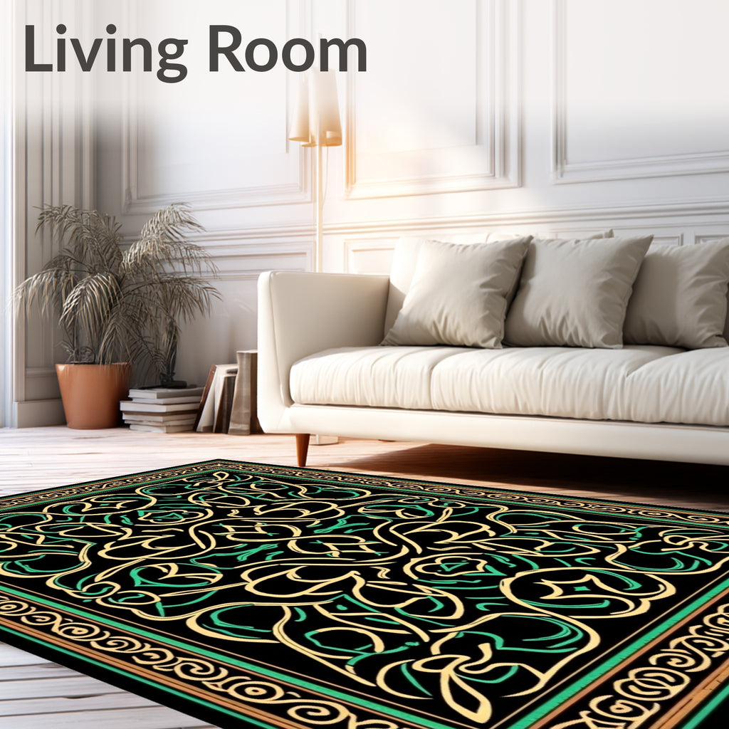 Black Mint Gold Celtic Knot Rug