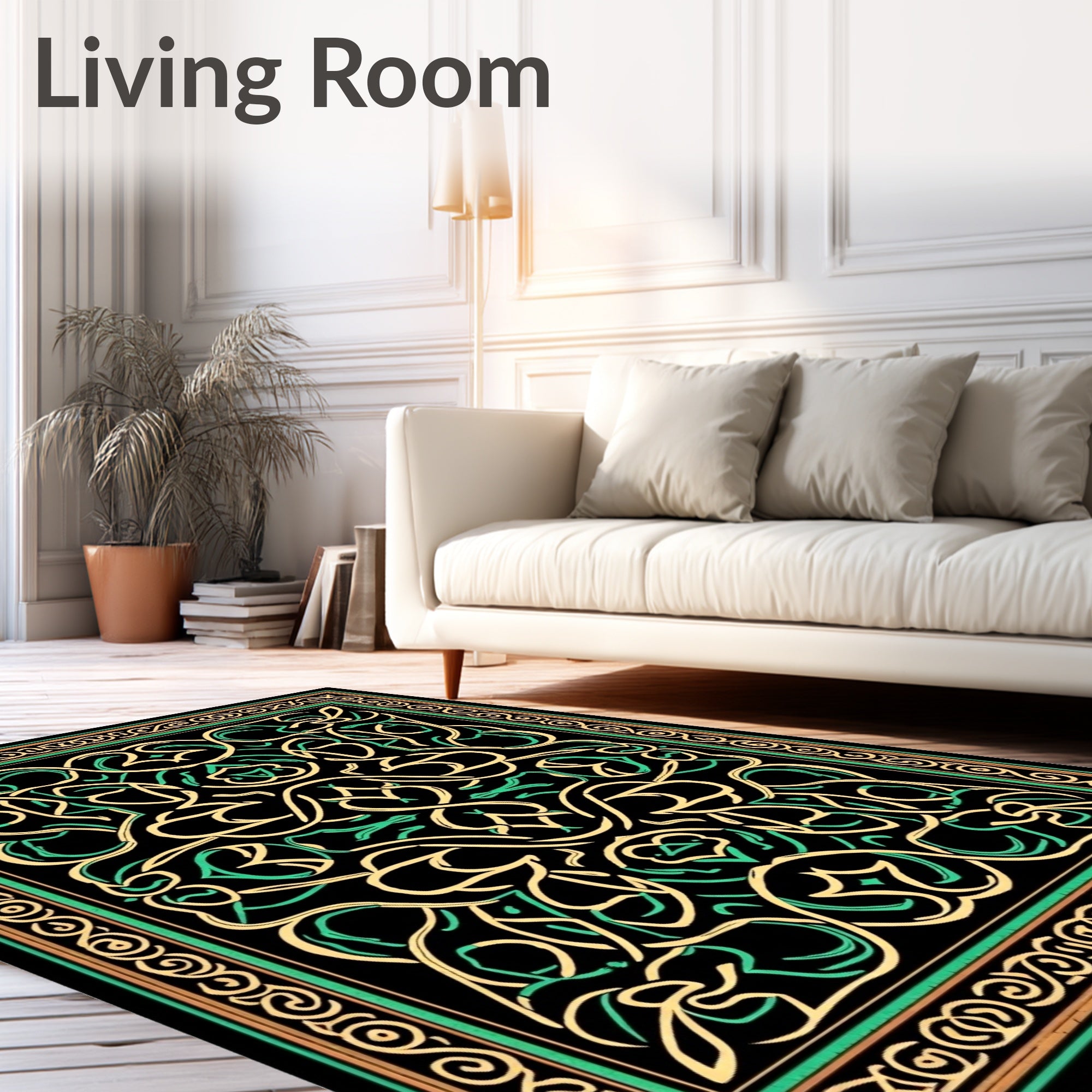 Black Mint Gold Celtic Knot Rug