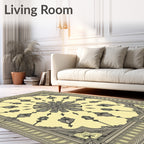 Ornate Yellow Gray Geometric Floral Rug