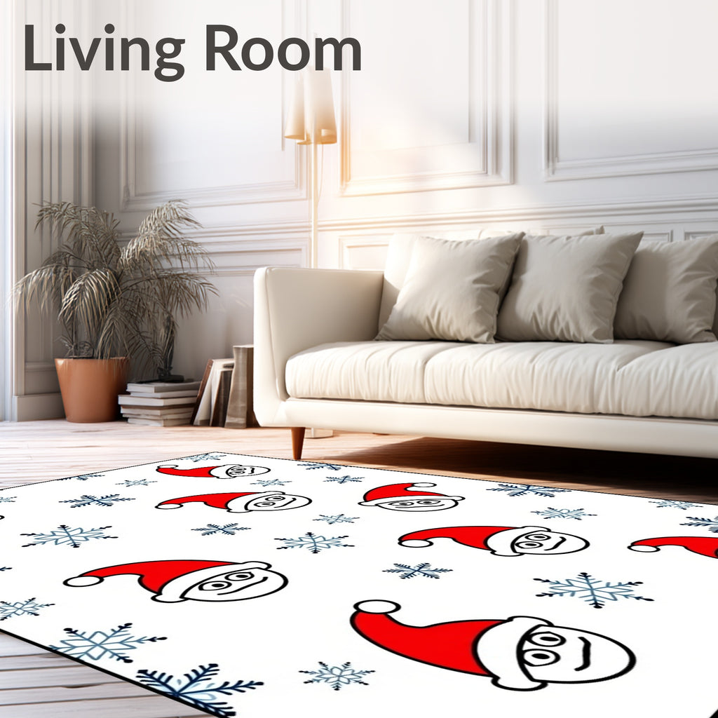 Whimsical Santa Faces Snowflake Shower Rug