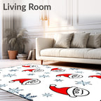 Whimsical Santa Faces Snowflake Shower Rug