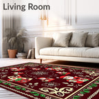 Festive Red Santa Claus Holiday Medallion Rug