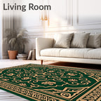 Emerald Green Ornate Floral Medallion Rug