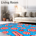 Red White Swirl Candy Christmas Rug