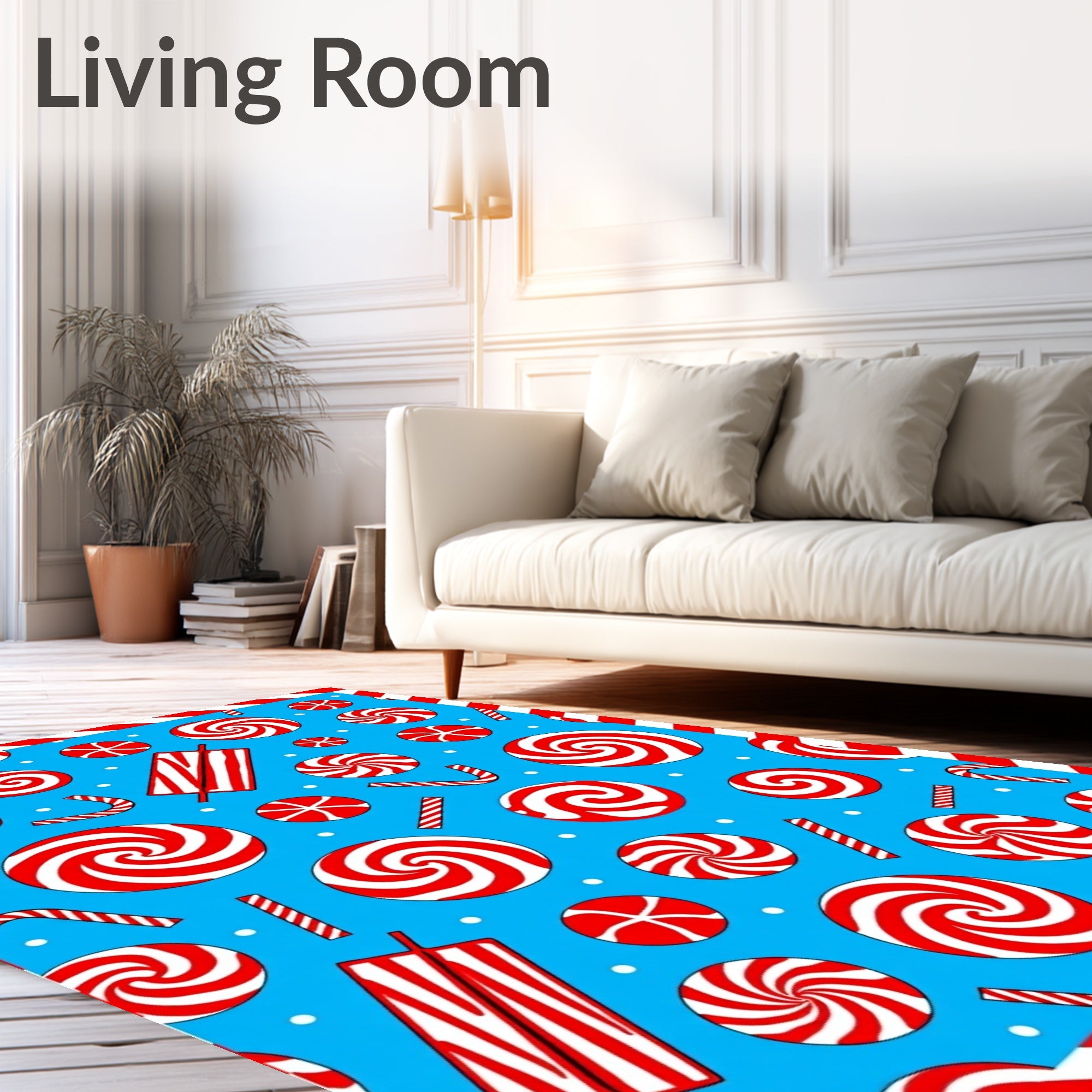 Red White Swirl Candy Christmas Rug