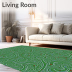 Verdant Swirls With Red Berry Accents Rug