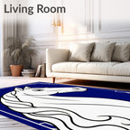 Majestic White Horse Blue Art Deco Rug