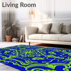 Bold Blue Green Baroque Swirl Rug