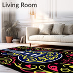 Electric Guitar Crimson Yellow Swirls Rug