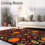 Autumn Pumpkin Leaf Swirls Rug