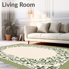 Green Vine Scrollwork Border Rug