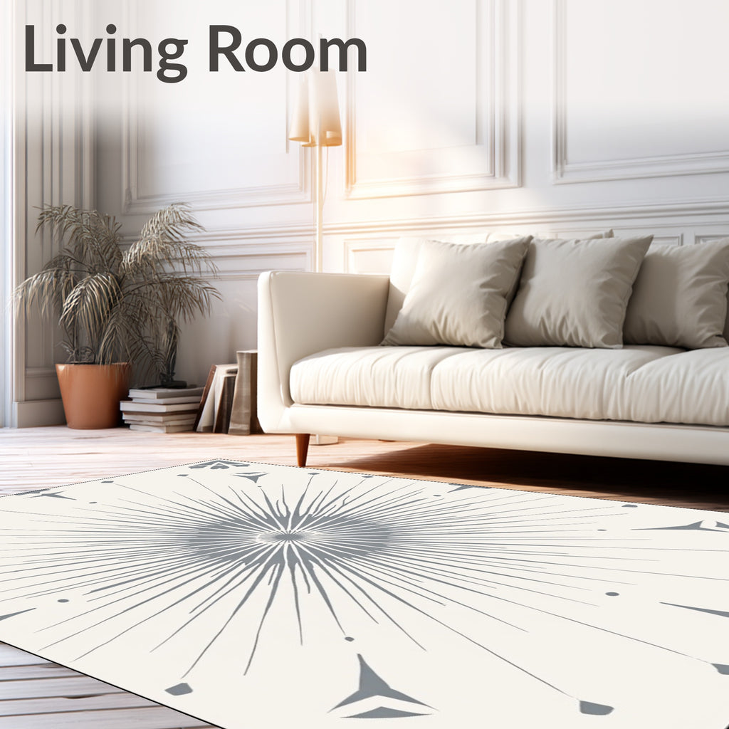 Gray Sunburst Mid Century Modern Rug