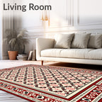 Crimson Floral Lattice Medallion Rug