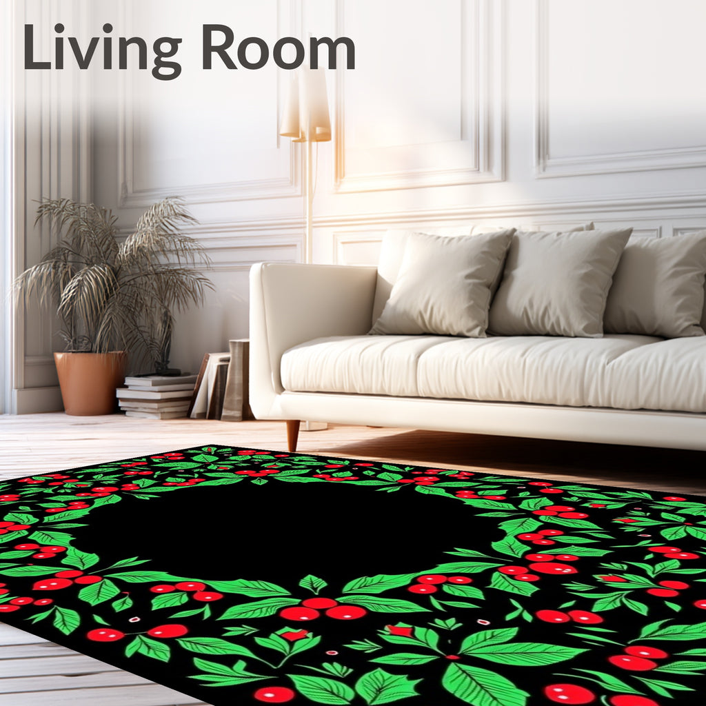 Crimson Berry Garland Border Rug