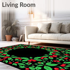 Crimson Berry Garland Border Rug