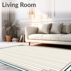 Classic Cream Vertical Stripe Border Rug