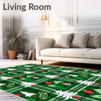 Green Plaid Christmas Tree Ornament Trio Rug