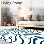 Deep Teal Swirling Lines Rug